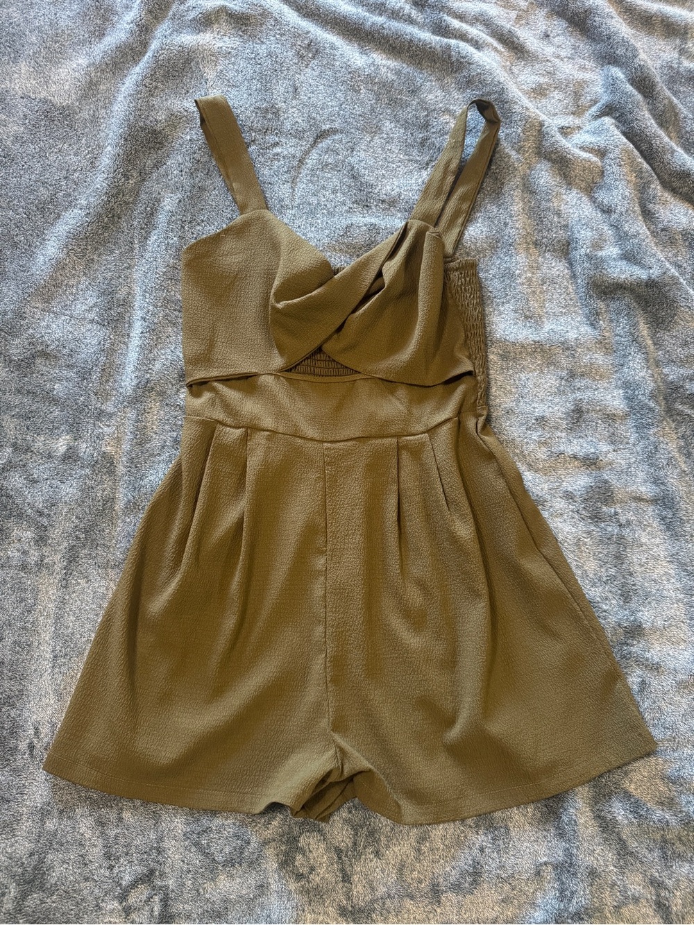 SHEIN Olive Green Twist Front Romper Shorts